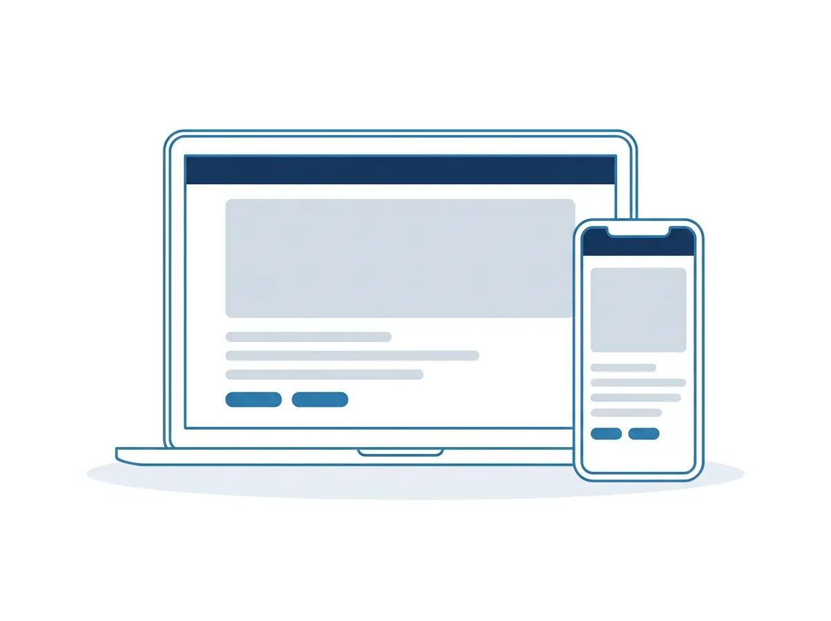 Dieselbe Website, dargestellt auf einem Laptop und auf einem Smartphone